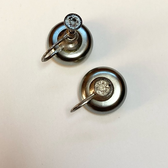 Vintage Sterling Faux Pearl Screw Back Earrings - Picture 8 of 10